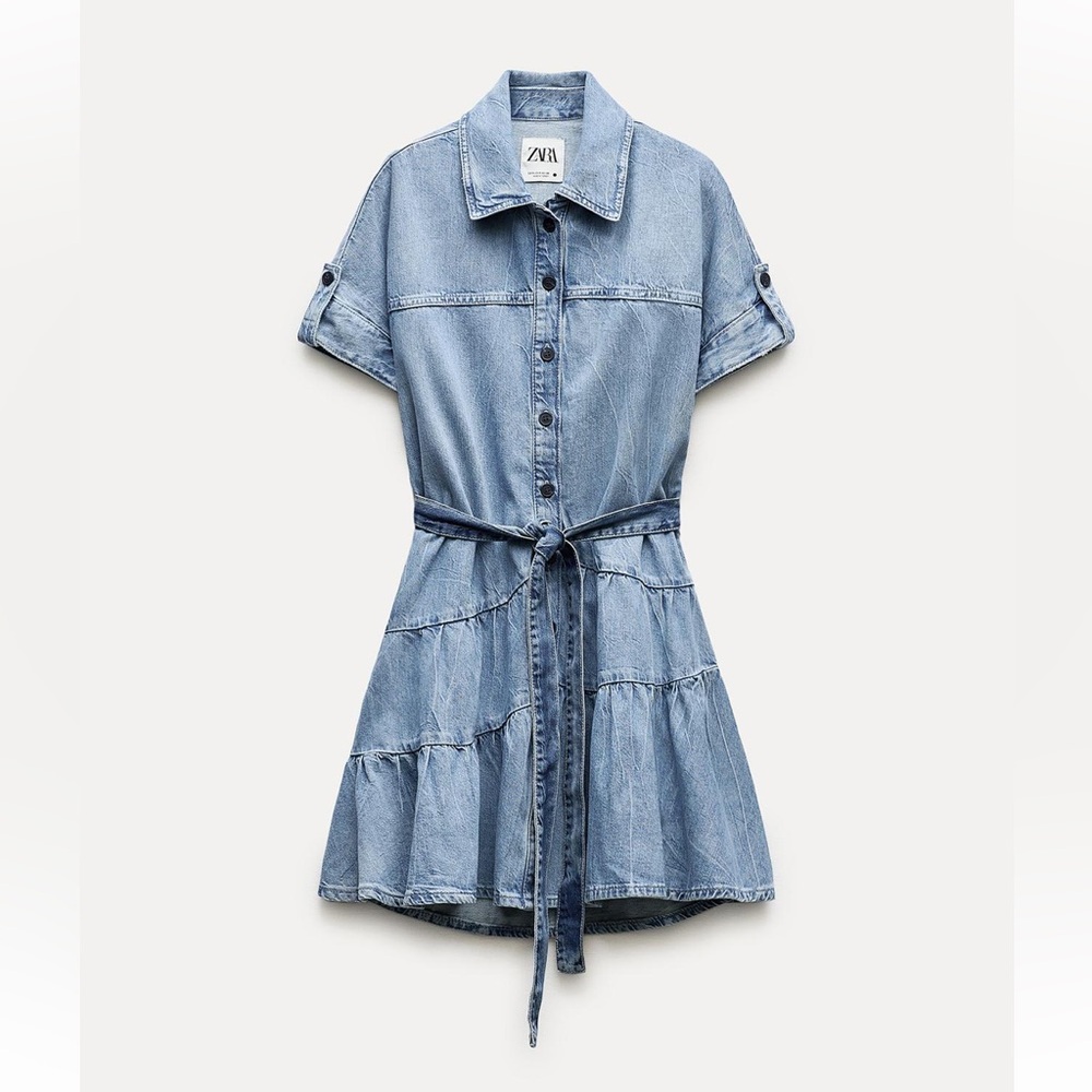ZARA DENIM MINI DRESS - Picture 4 of 8